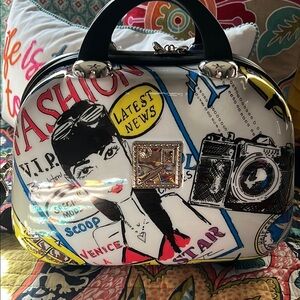 Brighton White and Black Satchel with Artistic Design